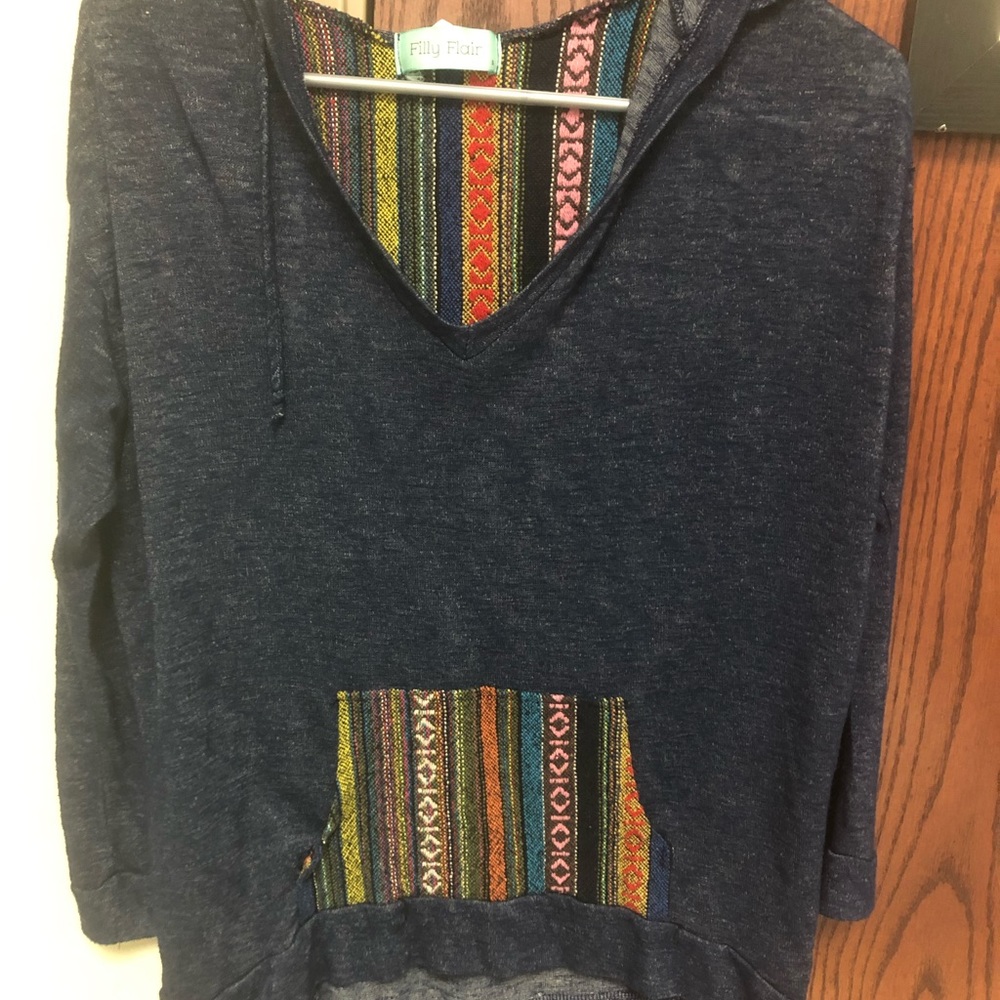 Navy Aztec designed hoodie